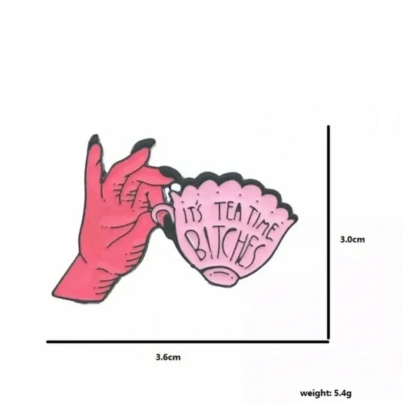 Pink Tea Time Enamel Sassy Teacup Lapel Pin NEW - Picture 3 of 10